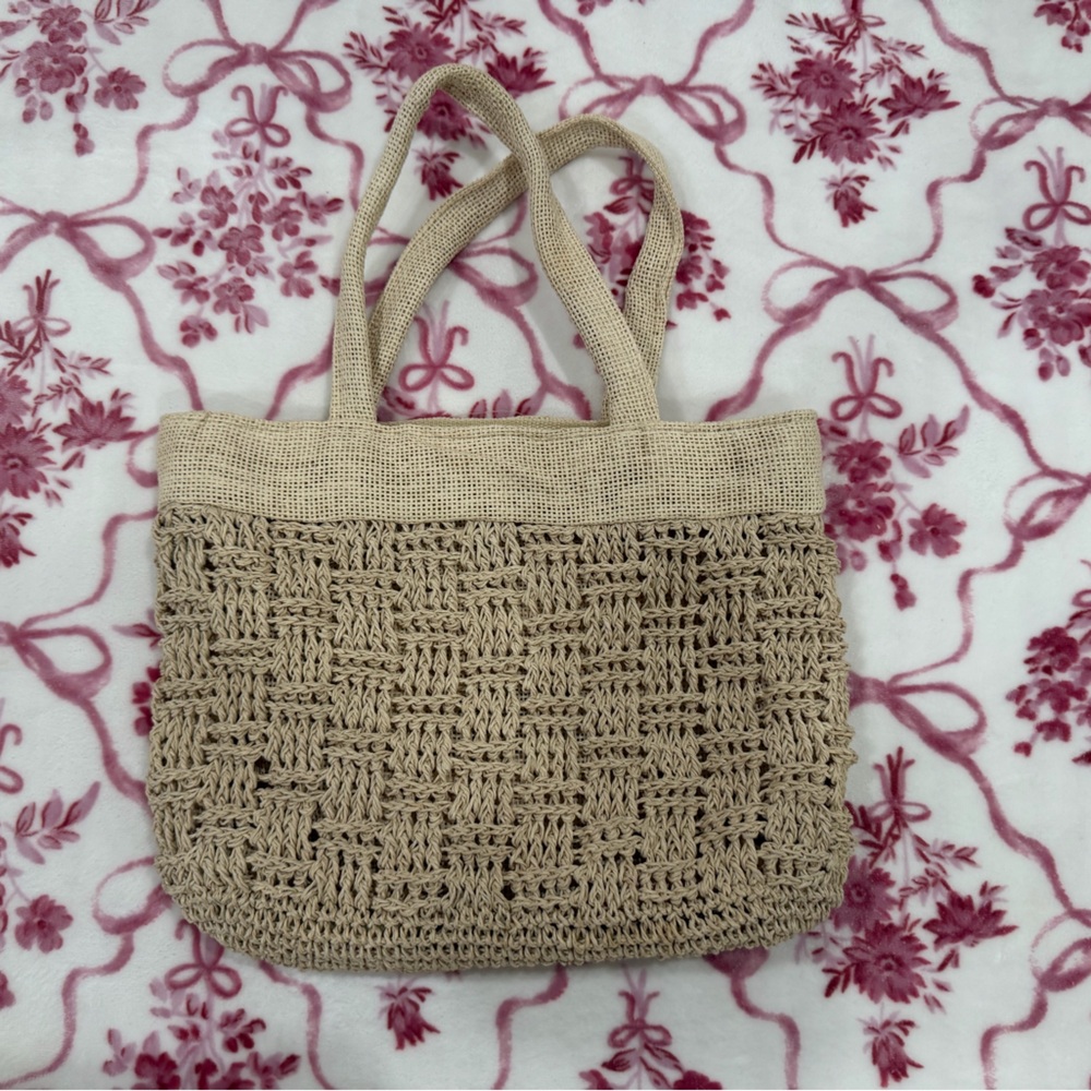 Source Unknown Beige Woven Tote - image 1